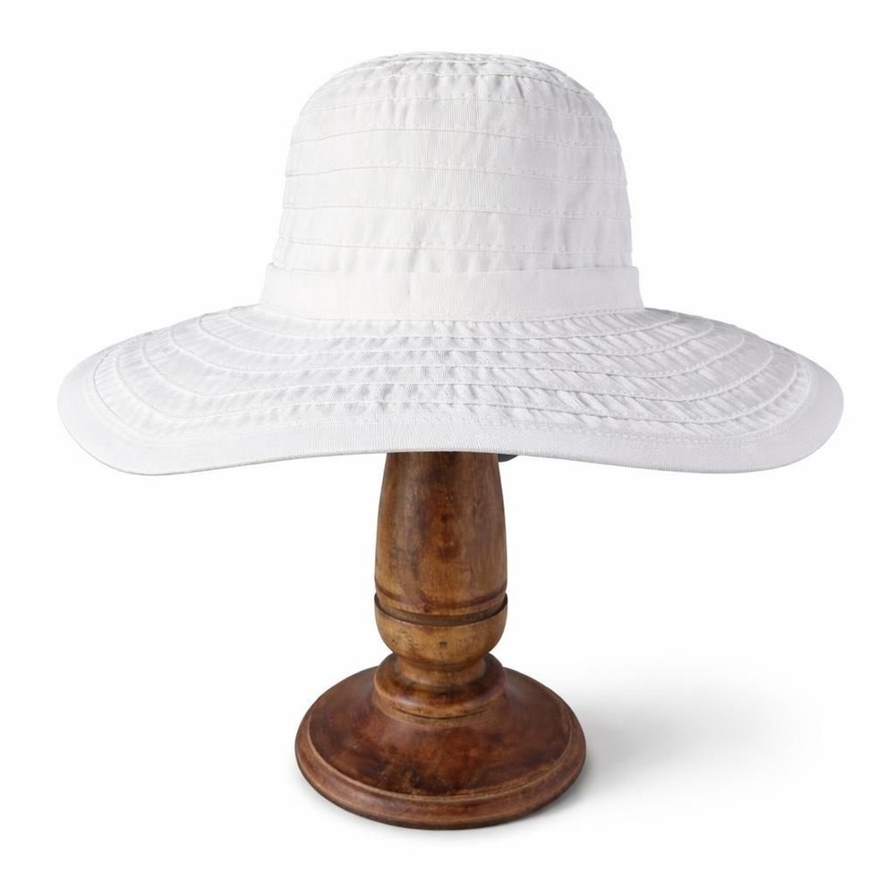 Kallina Sun Hat White Packable‎ Crushable Bow Wide Brim Beachwear Resort Travel